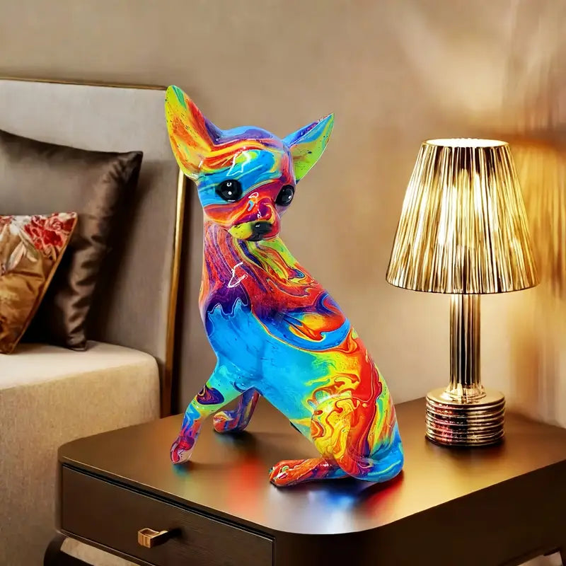 Lampada da tavolo chihuahua in resina vivace