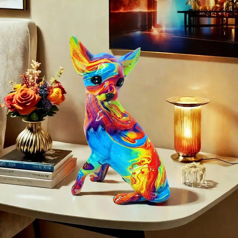 Lampada da tavolo chihuahua in resina vivace