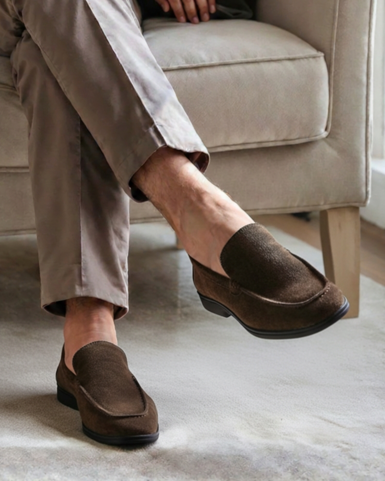 Mocassini in camoscio premium - Suola nera