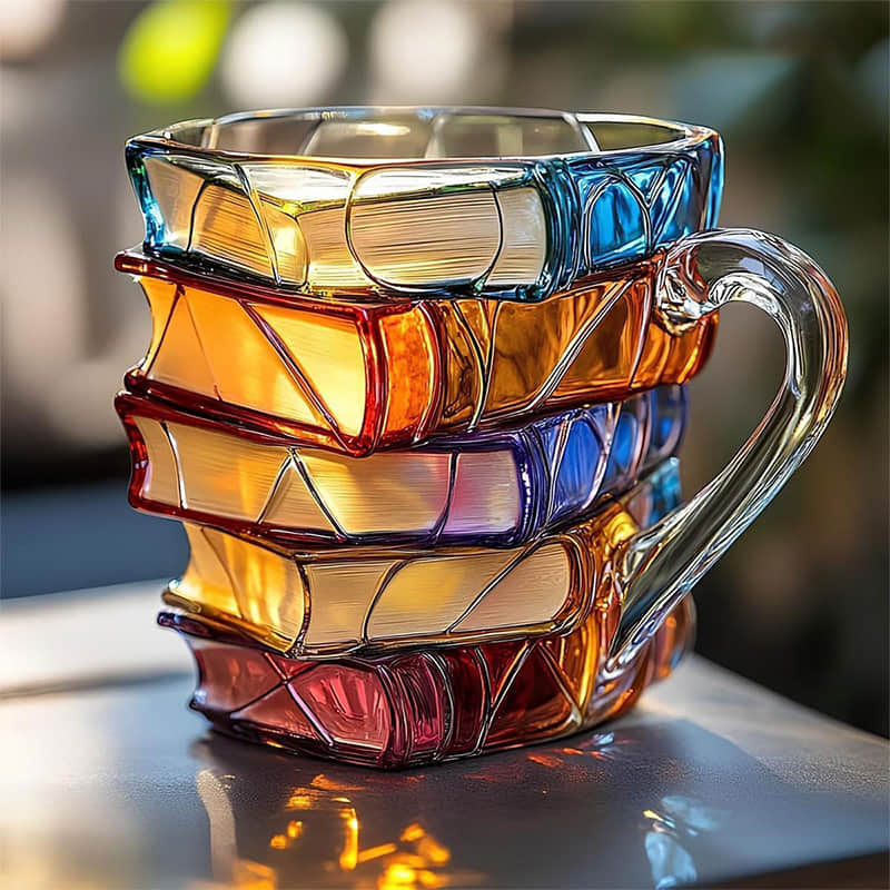 Tazza portafortuna 3D originale fatta a mano per gli amanti dei libri