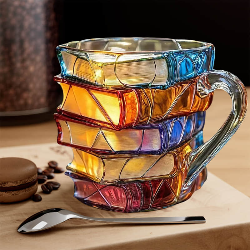 Tazza portafortuna 3D originale fatta a mano per gli amanti dei libri