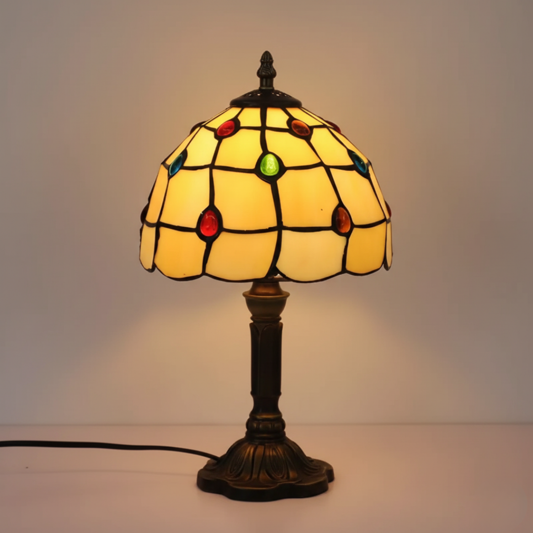 Lampada da tavolo Art Déco in vetro colorato
