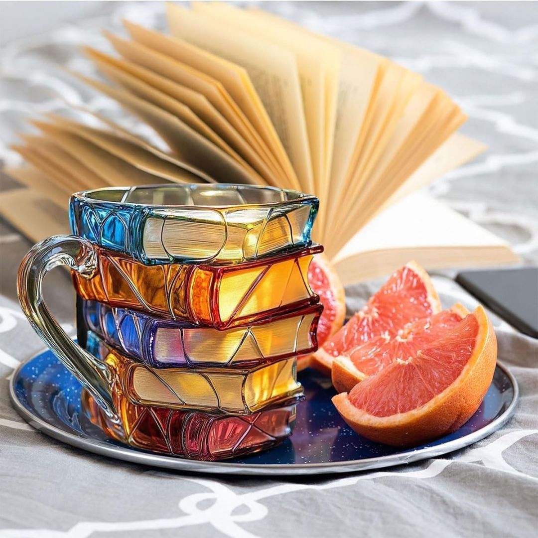 Tazza portafortuna 3D originale fatta a mano per gli amanti dei libri