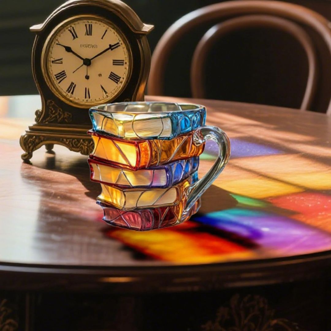 Tazza portafortuna 3D originale fatta a mano per gli amanti dei libri