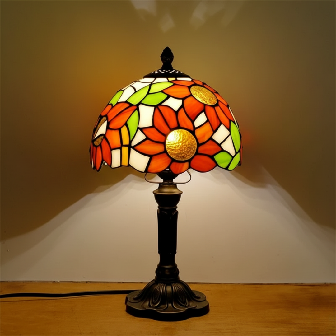 Lampada da Tavolo LED in Vetro Decorato