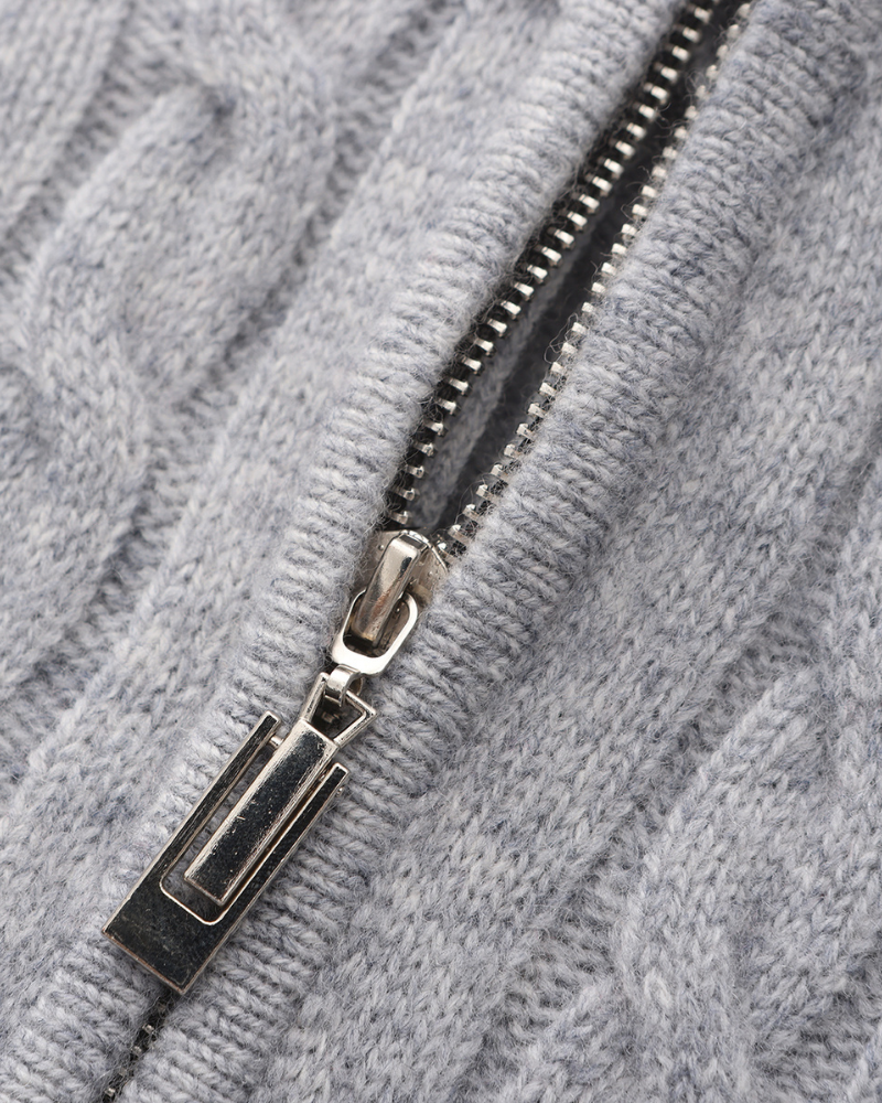 Mezzo zip in 100% cashmere a maglia a trama fitta
