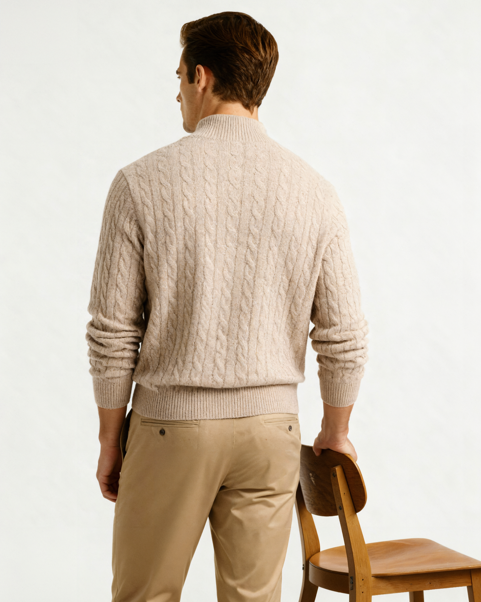 Mezzo zip in 100% cashmere a maglia a trama fitta